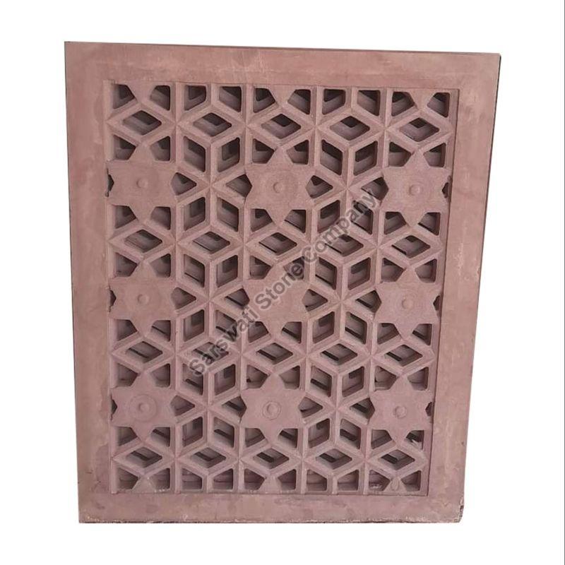 Reddish Polished Sandstone Jali, for Construction, Shape : Rectangular