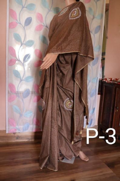 Silk Linen Brown Sarees