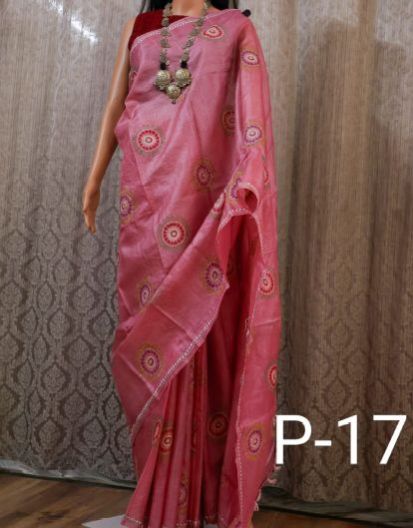 Tussar Silk Pink Sarees
