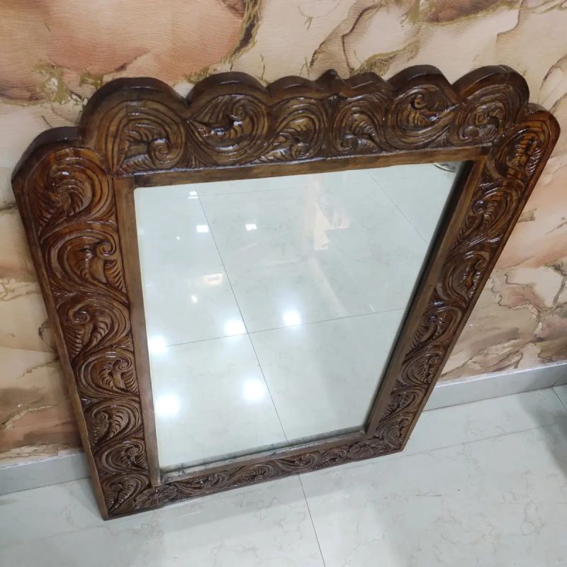 5 KG Carved Glossy Decorative Wooden Mirror, Mounting Type : Wall Mounted