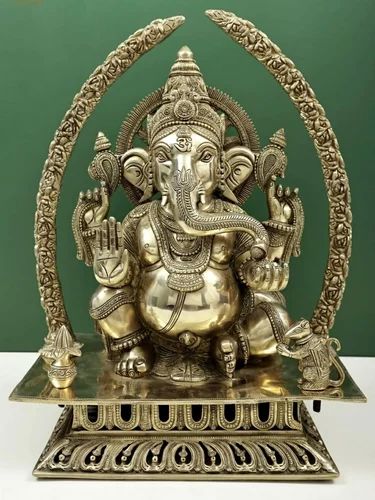 25 Kg Brass Ganesh Statue, for Interior Decor, Packaging Type : Thermocol Box