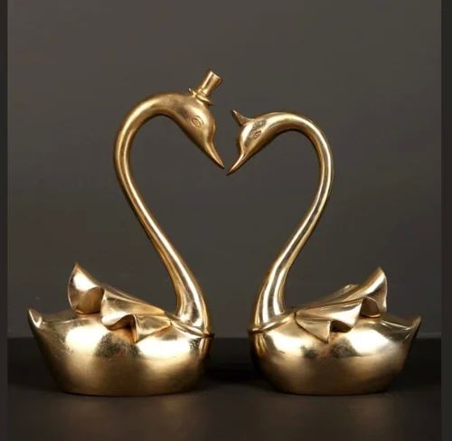 Rewadiya Arts Polished Brass Swan Set, Color : Golden