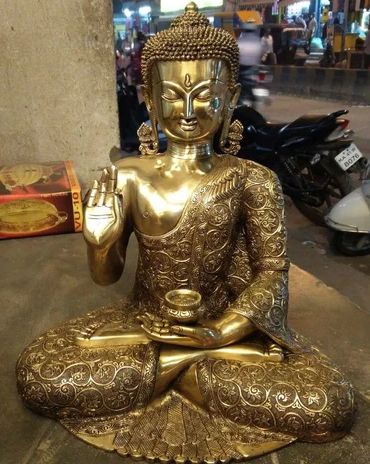 Golden Brass Buddha Statue, Packaging Type : Carton Box