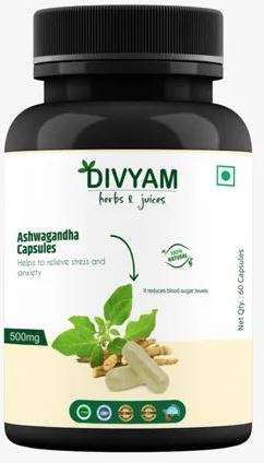 Divyam Ashwagandha Capsule, for Medicine Use, Packaging Type : Plastic Bottle