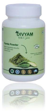 Dark Green Divyam Bitter Gourd Herbal Karela Powder, for Medicine Use, Certification : FSSAI Certified