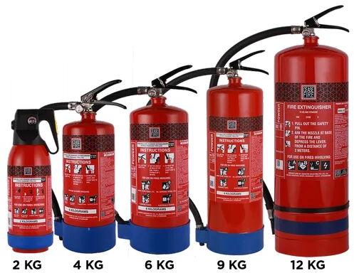 Cylindrical Mild Steel Metal Fire Extinguisher, For Industrial Use, Gas Type : Dry Chemical Powder
