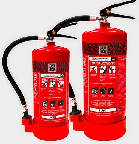 Cylindrical Mild Steel Water Fire Extinguisher, For Industrial Use, Gas Type : Dry Chemical Powder