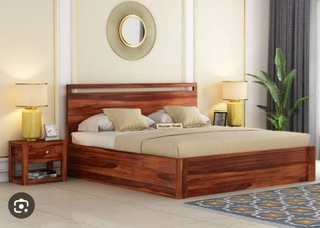 Light Brown Polished Sheesham Wood Furniture Bed, For Bedroom, Size : Multisize