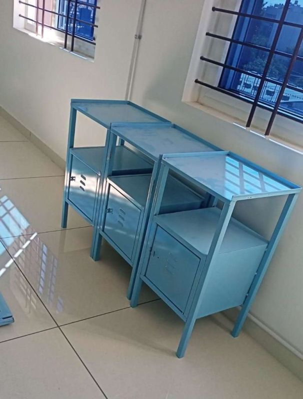 Blue Square Metal Hospital Bedside Locker