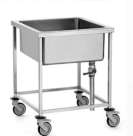 Non Polished Stainless Steel Mobile Soaking Sink Trolley, Feature : Anti Corrosive, High Quality