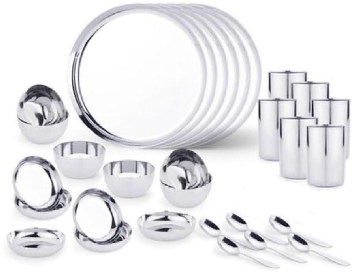 Silver Plain Stainless Steel Dinner Set, for Serving Food