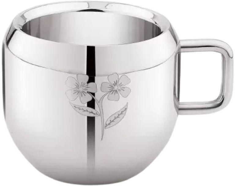 Stainless Steel Double Wall Apple Cup, for Serving Tea, Color : Silver