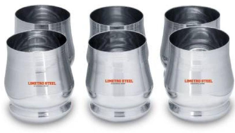 Silver Stainless Steel Indigo Deepline Glass, for Home, Restaurant, Packaging Type : Box