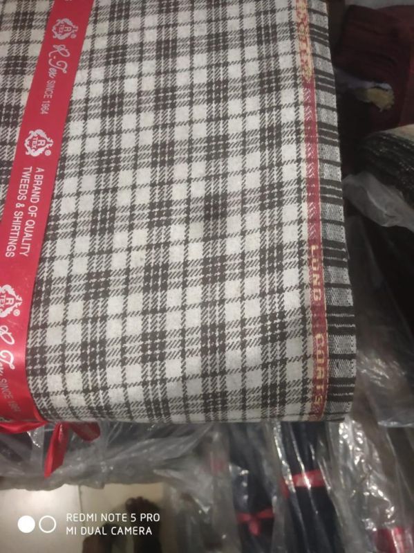 Checked Fancy Tweed Fabric, For Garments, Blazer, Jacket Coat Making, Packaging Type : Poly Bag