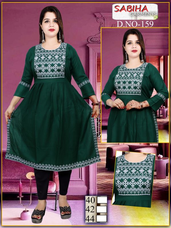 Sabiha Cotton Black Nyra Cut Kurti, Occasion : Party Wear