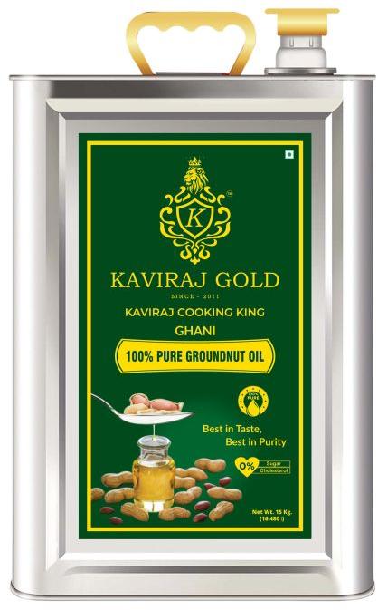 Yellow 15 Kg Kaviraj Gold Groundnut Oil, for Cooking, Certification : FSSAI Certified