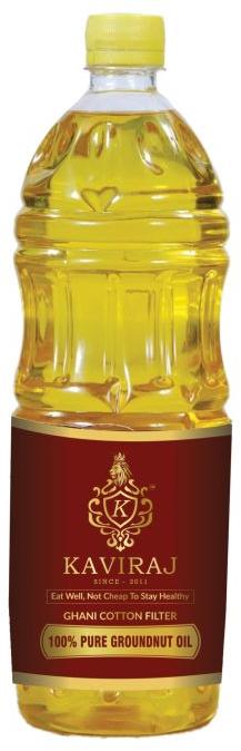 Yellow 1 Litre Kaviraj Premium Groundnut Oil, for Cooking, Certification : FSSAI