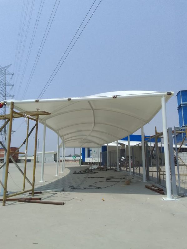 White Plain Tensile Walkway Structure, Cover Material : Pvc