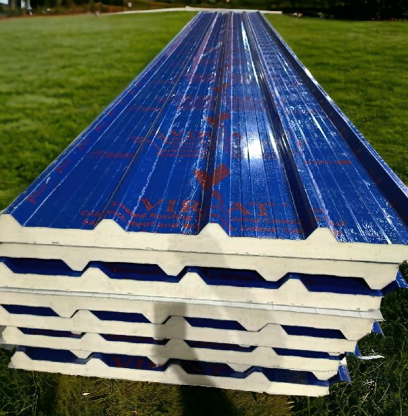 Sky Blue Polished Sandwich Puf Panel, For Wall Insulations, Roofing