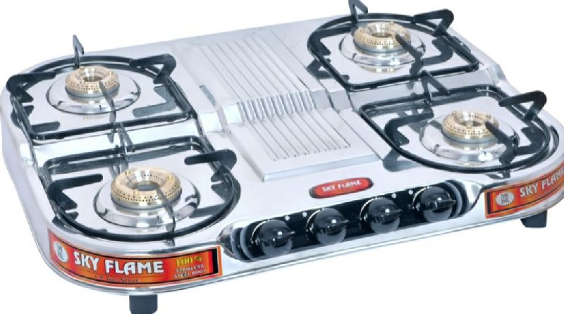 Silver Low Pressure Glass Top Gas Stove, Feature : Safe In Use, Non Breakable, Light Weight