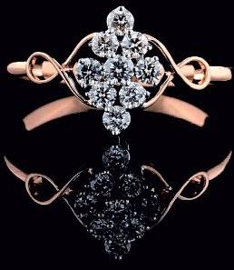 HI/VS-SI Rose Gold AUA4031 Ladies Diamond Ring, Packaging Type : Velvet Box