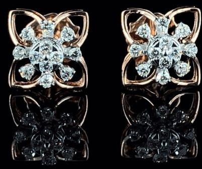 AUT2271 Diamond Stud Earrings, Packaging Type : Velvet Box