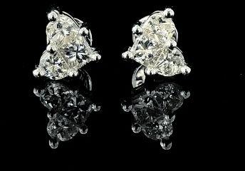 AUT803 Pie Cut Diamond Stud Earrings, Packaging Type : Velvet Box