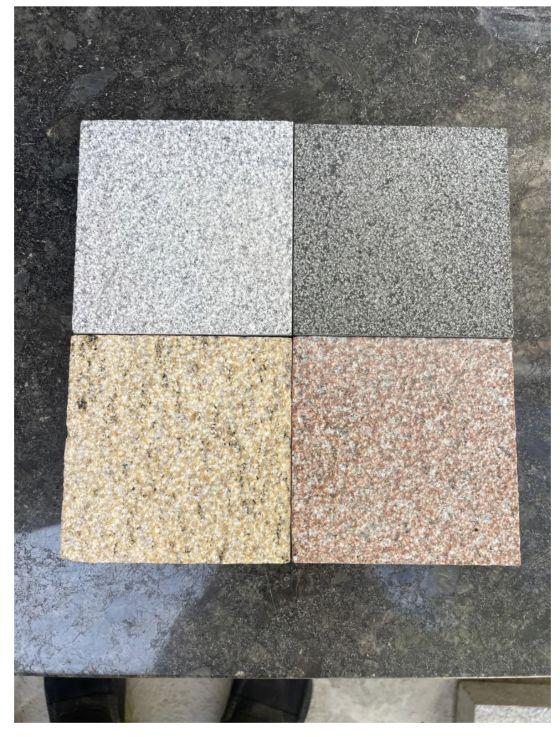 Rectangular Granite Bush Hammered Stone, for Floor, Feature : Washable, Fine Finished, Optimum Strength