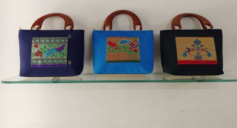 Dalan Maharashtrache Multicolor Paithani Basket Handbag, for Shopping