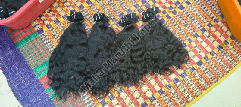 Black 100-150gm human hair, for Parlour, Personal, Style : Wavy