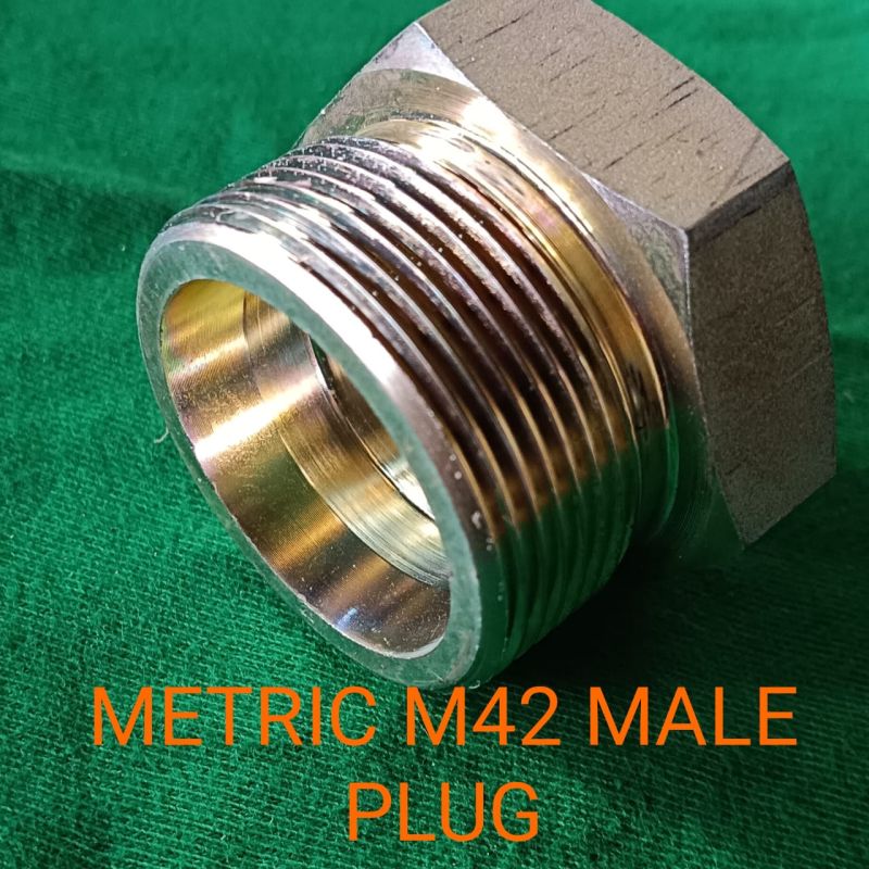 Silver Round Polished Stainless Steel Metric M42 Male Plug, Technics : Hot Dip Galvanized