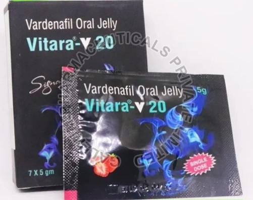 Vitara Vardenafil Oral Jelly, for Erectile Dysfunction, Packaging Type : Pouch