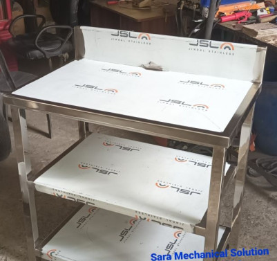 Grey Plain Polished Steel Table, Shape : Rectangular