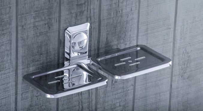 Stainless Steel Double Soap Dish, for Bathroom Fittings, Color : Silver
