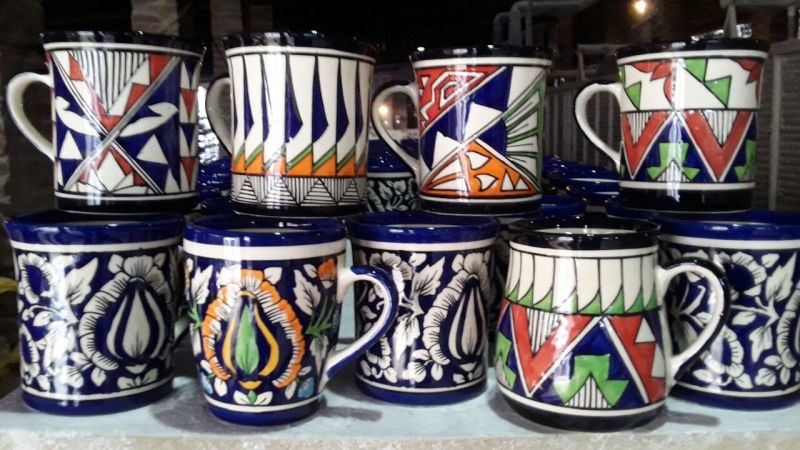 ceramic blue art mug
