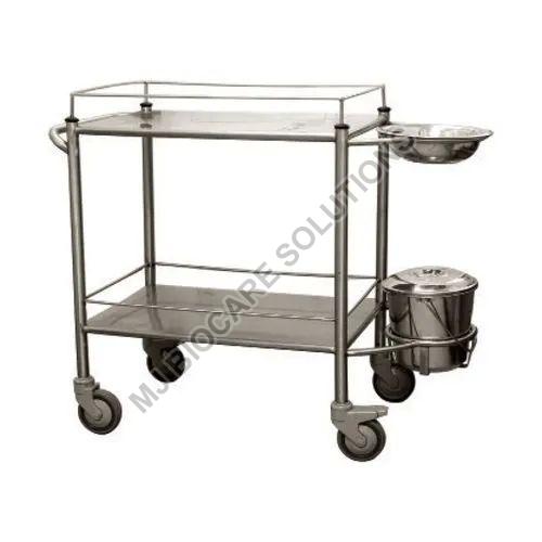 Rectangular Polished Hospital Dressing Trolley, Color : Sliver