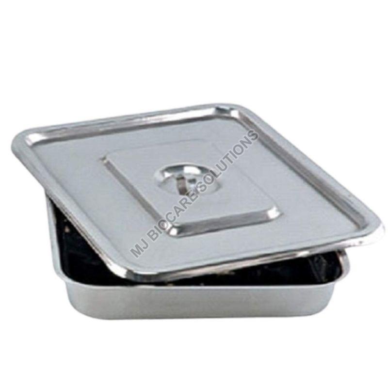 Silver Surgical Instruments Tray with Cover, Packaging Type : Plastic Box