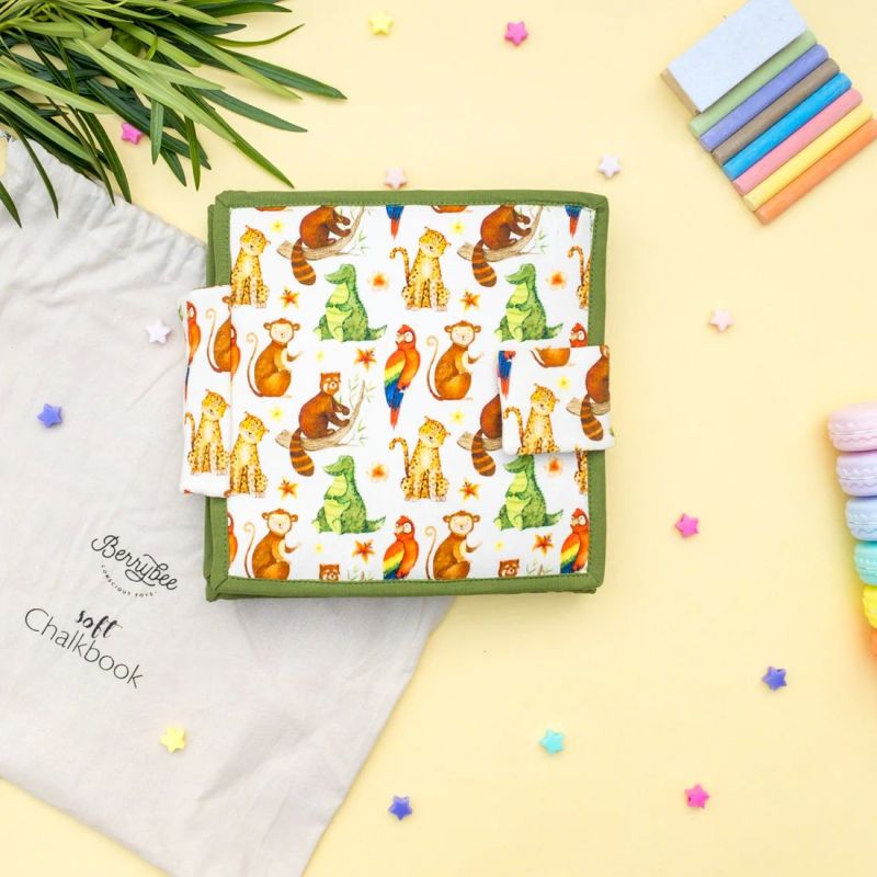 Berrybee Rectangular Plain Printed Animal Soft Chalk Book, for Kids Playing