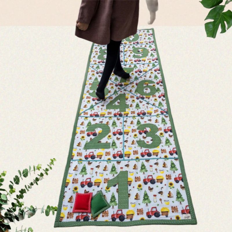 Berrybee Rectangular Printed Cotton Farm Hopscotch Mat, for Kids, Color : Multicolor