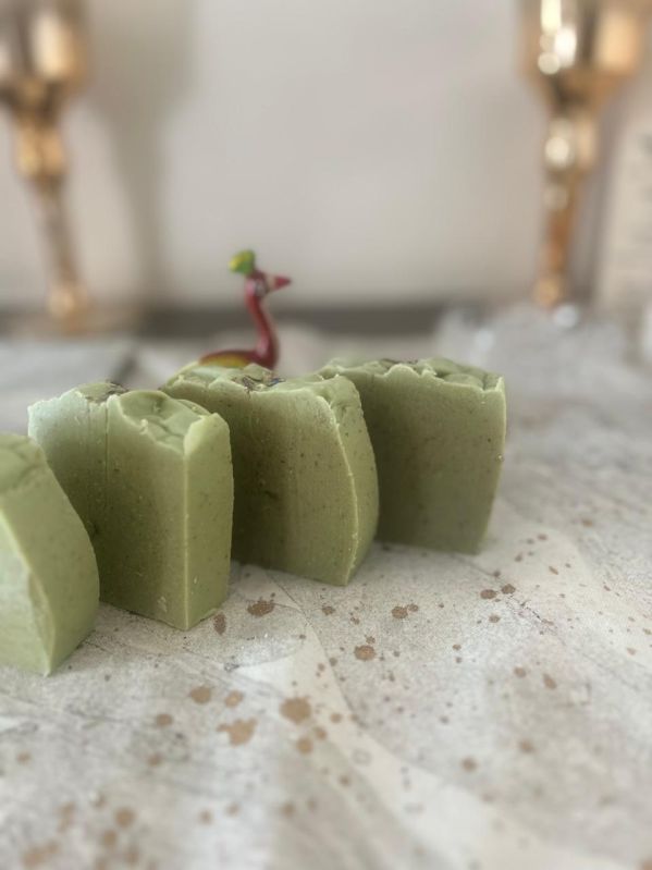 Green Solid Aleo Buttered Bliss Organic Handmade Soaps, for Skin Care, Personal, Shape : Square