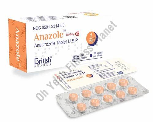 British Pharma Anastrozole 1mg Tablet, for Hospital, Clinic, Packaging Type : Strips