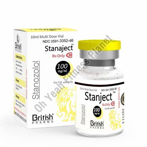 Transparent British Pharma Stanazolol 100mg Injection, for Hospital, Clinic, Purity : 99.9%