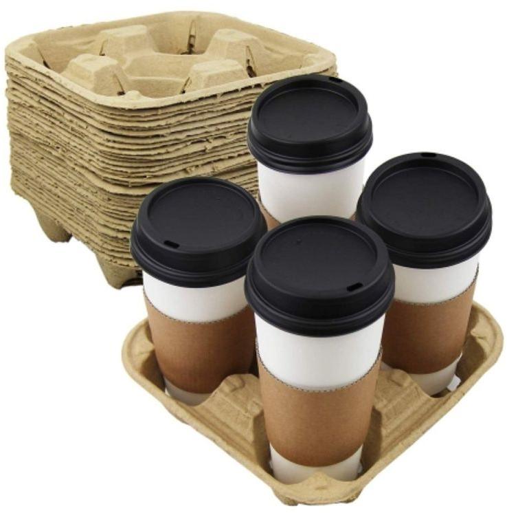 Square 4 Cup Holder Molded Pulp Tray, Feature : Easy To Use, Fine Quality, Light Weight