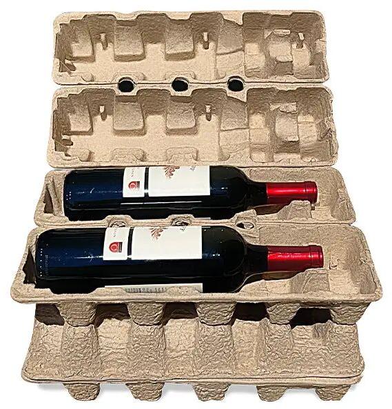 Rectangle Wine Bottle Packing Molded Pulp Tray, Feature : Easy To Use, Fine Quality, Light Weight