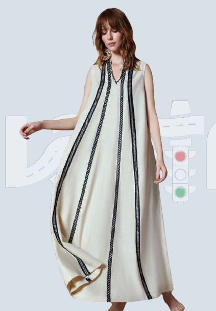 Micro A-line Kaftan with Vertical Laces, Size : XL, XXL