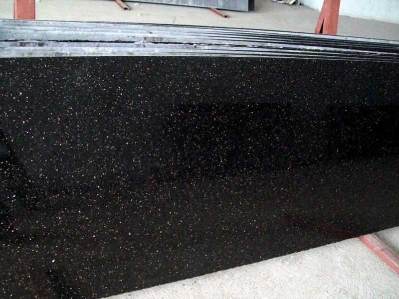 Polished Black Galaxy Granite Slabs, for Countertop, Flooring