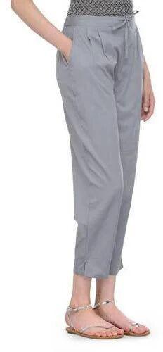 Plain Ladies Cotton Trouser, Size : All Sizes