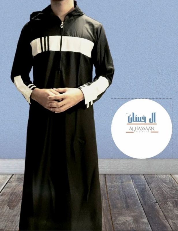 Mens Black Islamic Polyester Thobe, Feature : Comfortable