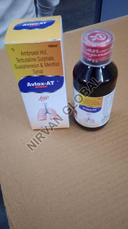 Brown Liquid Avlox-at Syrup, For Pharmaceutical Industry, Taste : Sweet