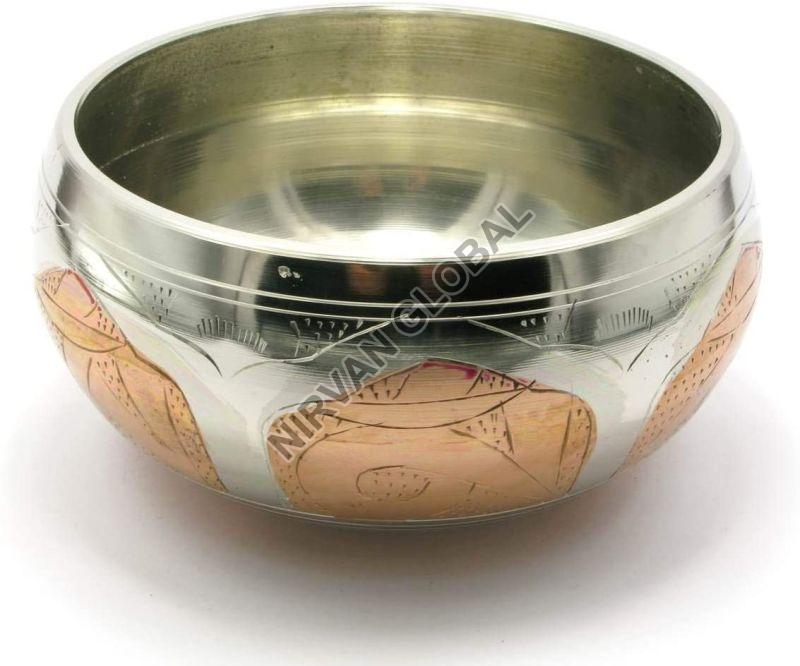 Round Printed Silver Copper Singing Bowl, for Hotel, Bowl Size : 3.5